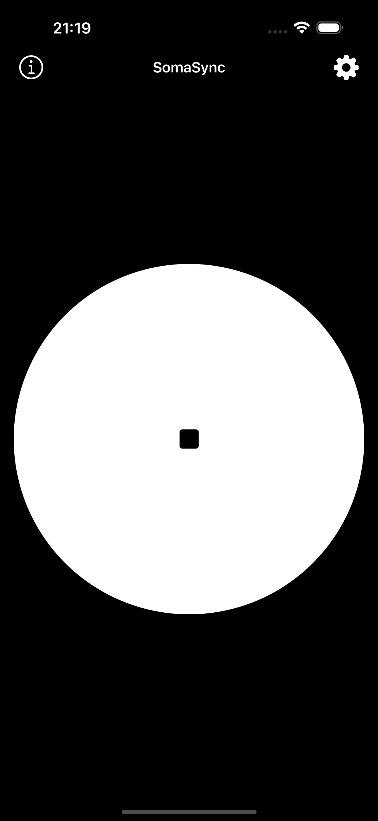 SomaSync meditation interface with focus circle