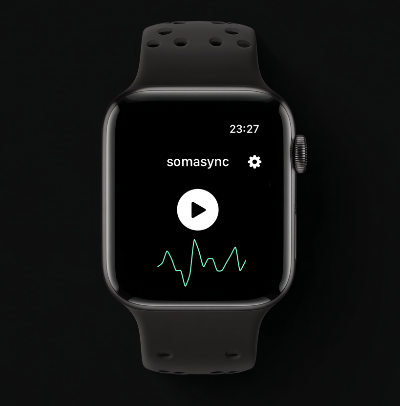 SomaSync Apple Watch app with waveform display